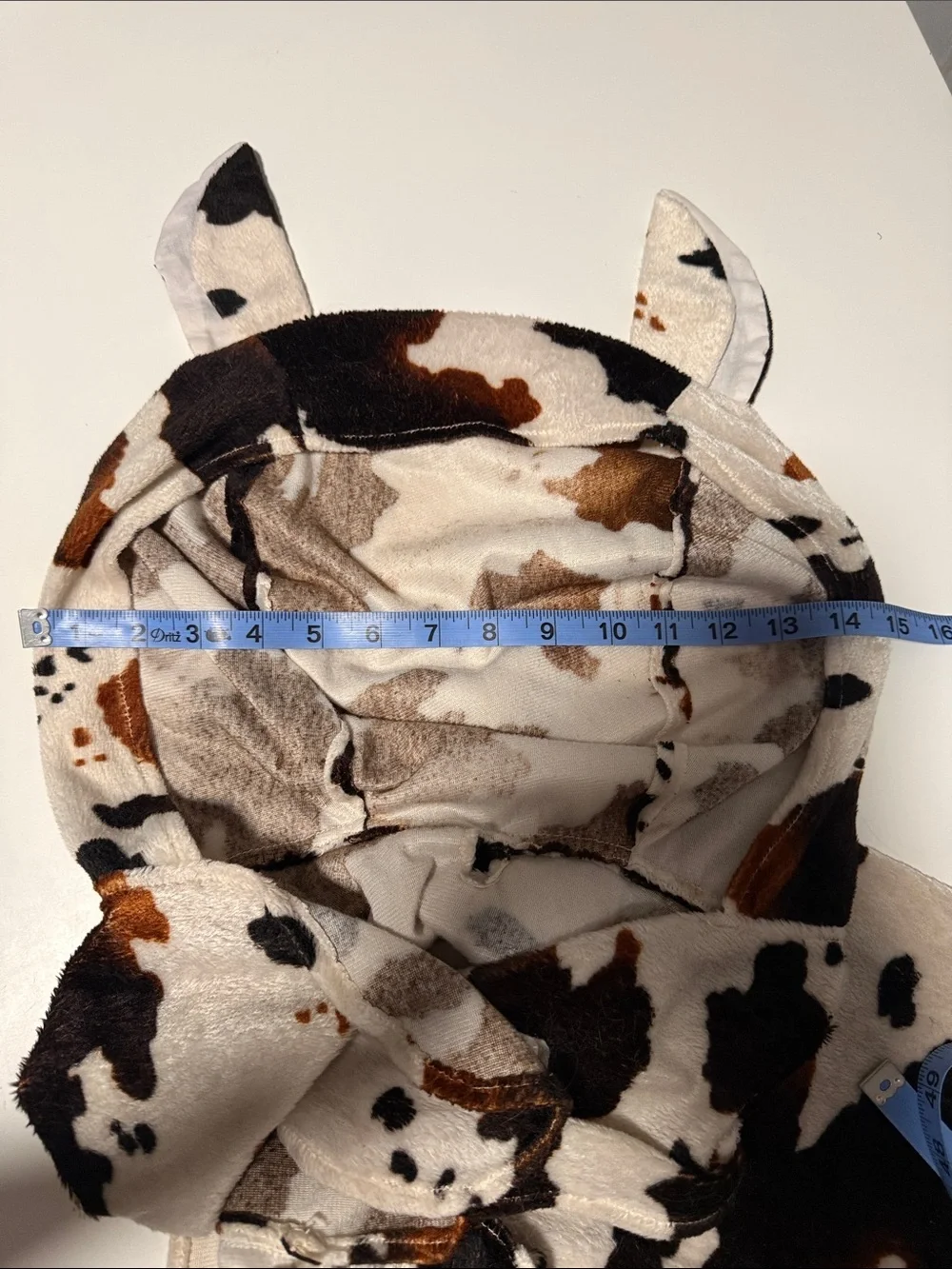 Cow Print Plush Dog Hoodie - Black & Brown Spots on Cream